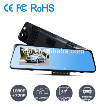 Newest 130 Degree Wide Angle 4.3 inches Screen Full HD 1080P car rearview mirror video recorder